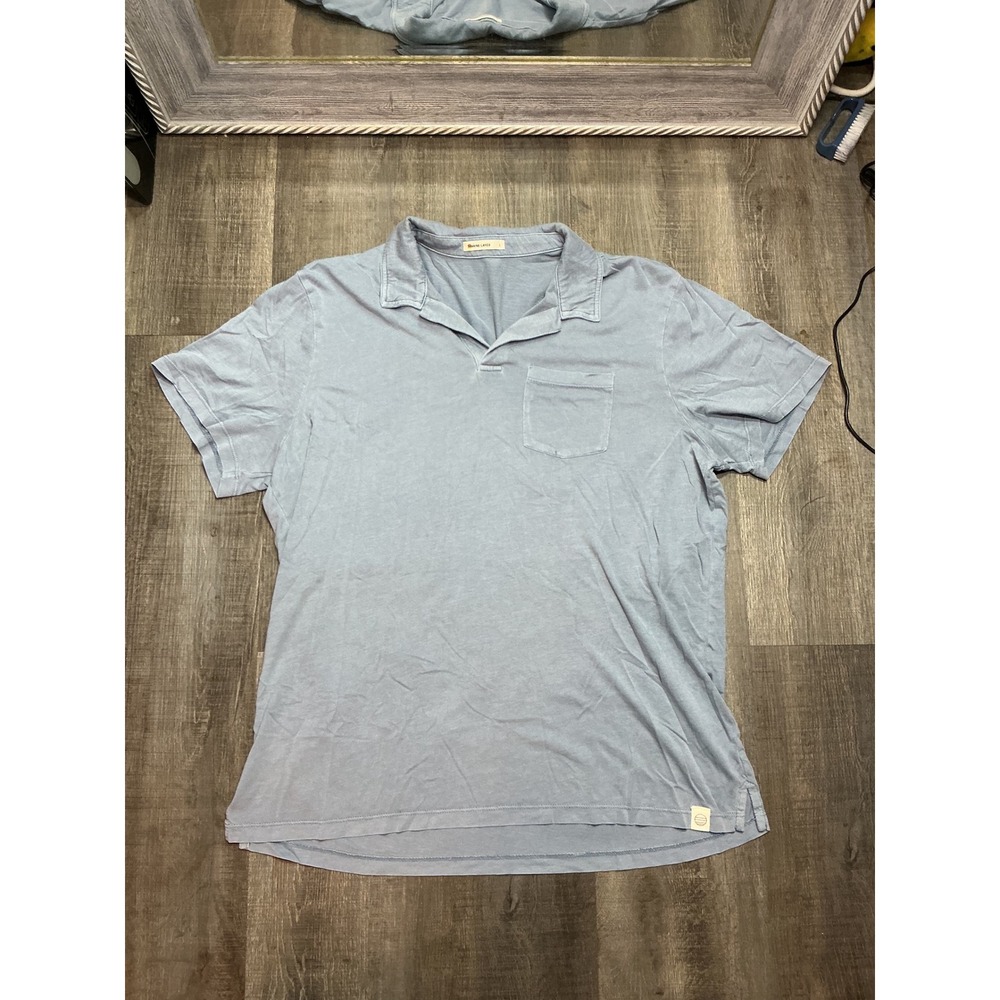 Marine Layer Mens Blue Short Sleeve Polo Shirt Cotton Tencel Blend Size L 13285